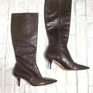 Via Spiga tall brown leather heeled boots